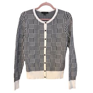 Ann Taylor Plaid Long Sleeve Cardigan